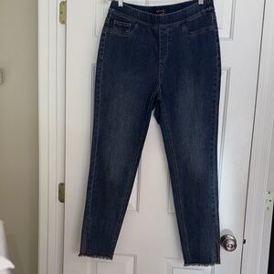 CHARLIE B Dark Blue Ankle Jeans w/ side slit and studs